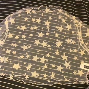 Mesh white stars crop top